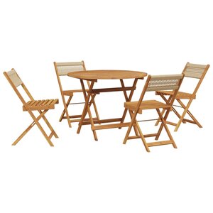 vidaXL Ensemble à manger de jardin 5Pièces beige polypropylène et bois