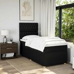 vidaXL Sommier à lattes de lit avec matelas Noir 100x200 cm Tissu