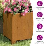 vidaXL Jardinières avec pieds 2 Pièces Rouillé 32x30x33 cm Acier corten