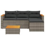 vidaXL Salon de jardin avec coussins 3 Pièces gris résine tressée