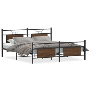 vidaXL Cadre de lit en métal sans matelas chêne marron 160x200 cm