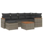 vidaXL Salon de jardin avec coussins 7 Pièces gris résine tressée