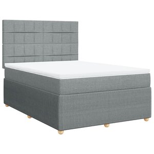 vidaXL Sommier à lattes de lit avec matelas Gris clair 140x190cm Tissu