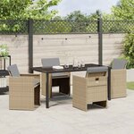 vidaXL Ensemble de salle à manger pour jardin 5 Pièces Beige Poly rotin