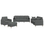 vidaXL Ensemble de canapés 4 Pièces coussins gris foncé tissu