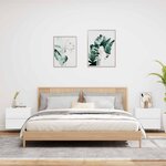 vidaXL Tables de chevet murales avec lumières LED 2 Pièces blanc