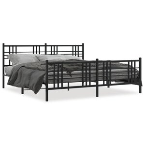 vidaXL Cadre de lit métal sans matelas avec pied de lit noir 193x203cm
