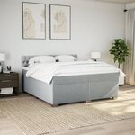 vidaXL Sommier à lattes de lit avec matelas Gris clair 200x200cm Tissu