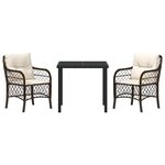 vidaXL Ensemble de salle à manger pour jardin 3 Pièces Marron polyrotin