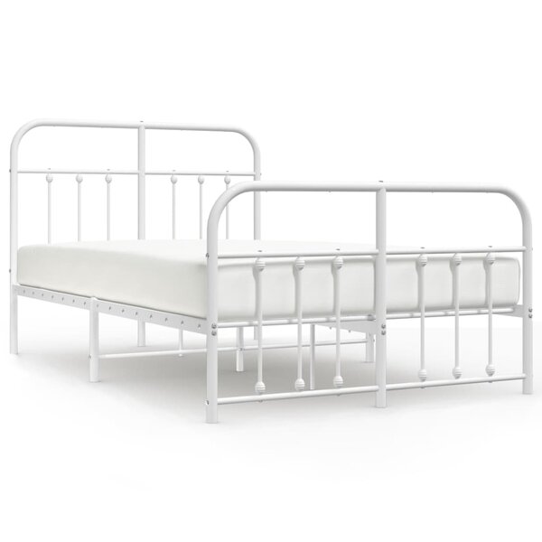 vidaXL Cadre de lit métal sans matelas et pied de lit blanc 120x190 cm