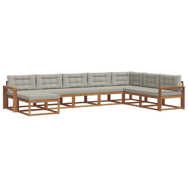 vidaXL Ensemble de canapés d'extérieur 8 Pièces Gris Naturel et Clair