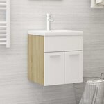 vidaXL Armoire d'évier avec lavabo intégré blanc et chêne sonoma