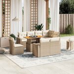 vidaXL Salon de jardin avec coussins 9 Pièces beige résine tressée