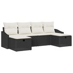 vidaXL Ensemble de canapé de jardin avec coussin 6 Pièces Noir Poly rotin
