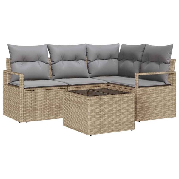 vidaXL Set de Canapés de Jardin 5 Pièces avec Coussins en Rattan Synthétique Noir
