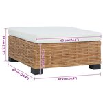 vidaXL Repose-pied avec coussin Rotin naturel