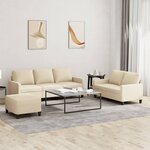 vidaXL Ensemble de canapés 3 Pièces avec coussins Crème Tissu