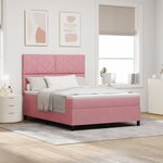 Lit Box Spring vidaXL avec Matelas & LED Rose 140x200 cm Velours