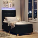 vidaXL Lit à ressorts avec bandes LED Noir 90 x 200 cm tissu