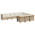 vidaXL Salon de jardin avec coussins 10 Pièces beige résine tressée