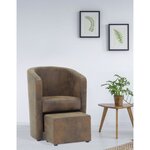 NINO Fauteuil + pouf Microfibre vintage