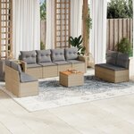 vidaXL Salon de jardin avec coussins 9Pièces mélange beige résine tressée