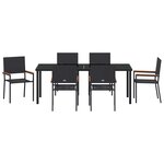 vidaXL Ensemble de salle à manger pour jardin 7 Pièces Noir polyrotin
