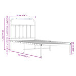 vidaXL Cadre de lit métal avec tête de lit blanc 90x190 cm