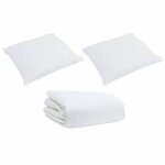 vidaXL Ensemble de Duvet avec oreiller 3 Pièces Blanc Plume de canard