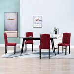 vidaXL Chaises à manger lot de 4 rouge bordeaux tissu