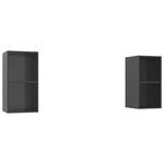 vidaXL Meubles TV muraux 2 Pièces Gris brillant Bois d'ingénierie