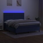 vidaXL Sommier à lattes de lit et matelas et LED Bleu 160x200 cm Tissu