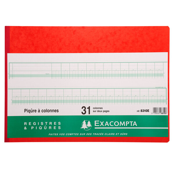 Piqûre 28x38cm 31 colonnes sur 2 pages 31 lignes 80pages EXACOMPTA