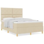 vidaXL Lit Box Spring avec matelas crème 160x200 cm en tissu