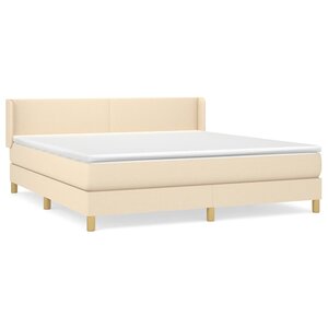 vidaXL Sommier à lattes de lit avec matelas Crème 180x200 cm Tissu