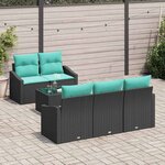vidaXL Ensemble de Canapés 6 Pièces Noir et turquoise polyrotin