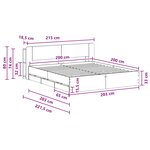 vidaXL Cadre de lit avec rangement Sonoma gris 200 x 200 cm