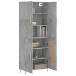 vidaXL Buffet haut Gris béton 69 5x34x180 cm Bois d'ingénierie