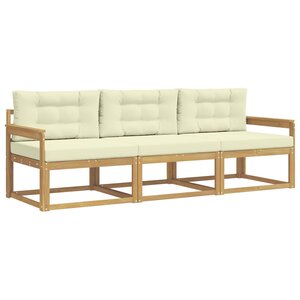 vidaXL Ensemble de canapés d'extérieur 3 Pièces Blanc et crème Polyester