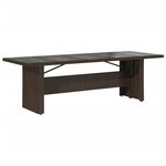 vidaXL Table de jardin avec dessus en verre marron résine tressée