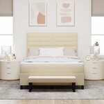 vidaXL Lit à ressorts avec matelas Crème 160 x 200 cm tissu