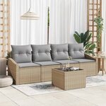 vidaXL Ensemble de canapé de jardin 5 Pièces Beige  Gris clair