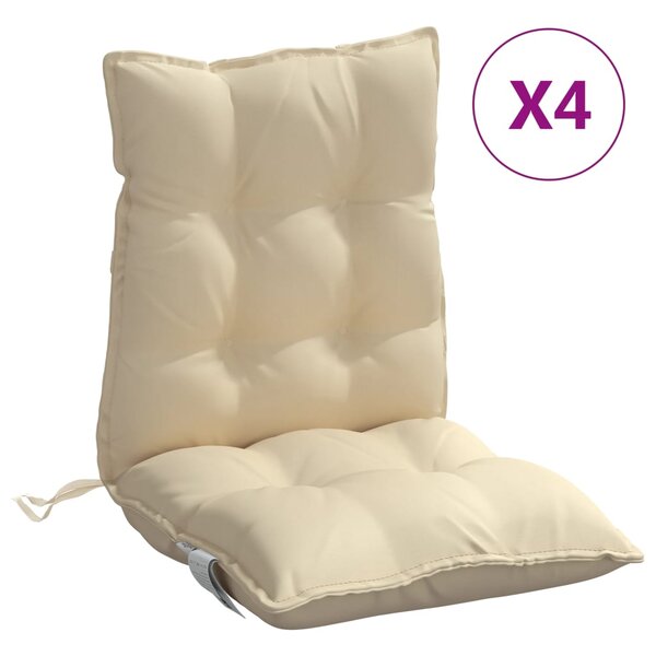 vidaXL Coussins de chaise à dossier bas lot de 4 beige tissu oxford