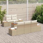 vidaXL Ensemble de canapé de jardin 6 Pièces Beige Poly rotin