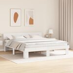 vidaXL Cadre de lit avec tête de lit Blanc 200 x 200 cm Pin massif