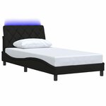 vidaXL Cadre de lit avec LED sans matelas noir 100x200 cm tissu