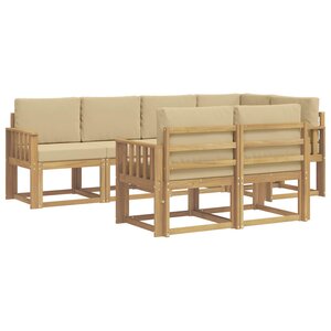 vidaXL Ensemble de canapés d'extérieur 7 Pièces Blanc et Beige Polyester
