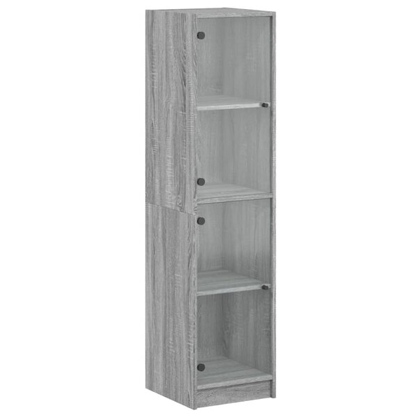 vidaXL Buffet avec portes en verre sonoma gris 35x37x142 cm