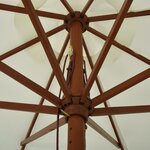 vidaXL Parasol d'extérieur avec mât en bois 330 cm blanc sable
