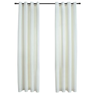 vidaXL Rideaux occultants avec anneaux 2 Pièces Velours Crème 140x225 cm